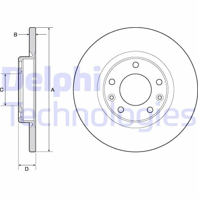 Bilde av DELPHI BG4661C Bremseskiver 268 12 5 fullt ut belagt ubehandlet uten hjullager, ABS sensorring CITROËN: Berlingo II Van, C4 Grand Picasso 2