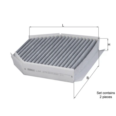 Bilde av MAHLE ORIGINAL LAK 278/S Kupéfilter Karbonfilter 190,0 213 40,0 MERCEDES BENZ: SL Cabrio, G Klasse SUV
