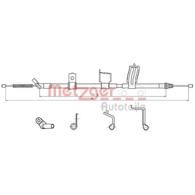 Bilde av METZGER 17.0328 Bremsekabel høyre bak 1835/1647 COFLE NISSAN: Qashqai / Qashqai+2 I