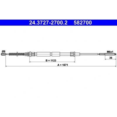 Bilde av ATE 24.3727 2700.2 Bremsekabel 1671