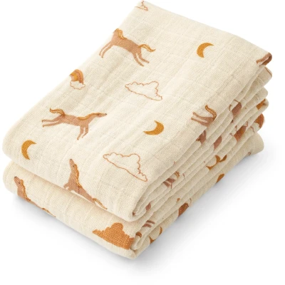 Bilde av LIEWOOD Lewis Musselinteppe 2 Pack, Dream/Ecru Gulpekluter &amp; Babytepper Bomull