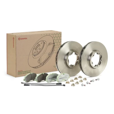 Bilde av BREMBO KT 10 012 bremsesett, skivebremse innvendig ventilert med tilbehør bremsecaliperskruer inkl. slitasjevarselkontakt