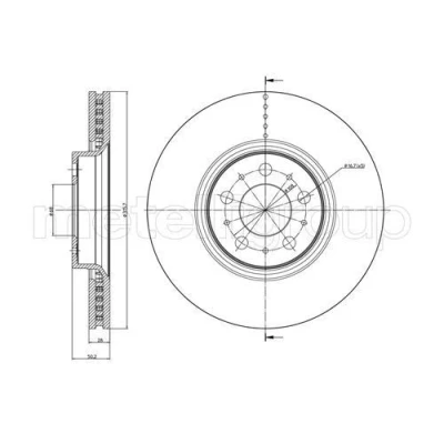Bilde av METELLI 23 0847C Bremseskiver 316,0 28,0 5 68,0 ventilert spraylakkert VOLVO: XC90 I, S60 I