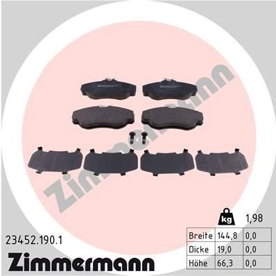 Bilde av ZIMMERMANN 23452.190.1 Bremseklosser med skruer Bildet viser leveranseinnholdet LAND ROVER: Range Rover 2, Discovery 2