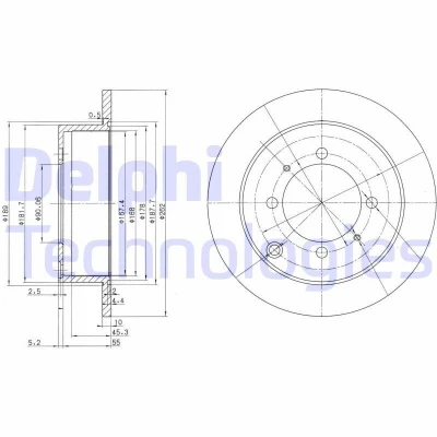 Bilde av DELPHI BG3400 Bremseskiver 262 10 4 fullt ut oljet ubehandlet uten hjullager, ABS sensorring MITSUBISHI: Lancer 7 Limousine, Galant 6,