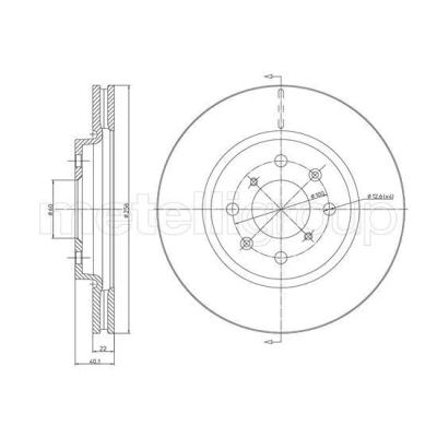 Bilde av METELLI 23 1257C Bremseskiver 256,0 22,0 4 60,0 ventilert spraylakkert SUZUKI: SWIFT