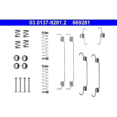 Bilde av ATE 03.0137 9281.2 Tilbehørsett, bremsesko CITROËN: C4 II Cactus, DS3 Hatchback, C3 I PEUGEOT: 208 Hatchback