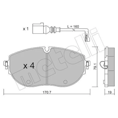 Bilde av METELLI 22 1322 0 Bremseklosser klargjort for slitasjeindikator VOLKSWAGEN: Multivan 6, Transporter 6 Bus