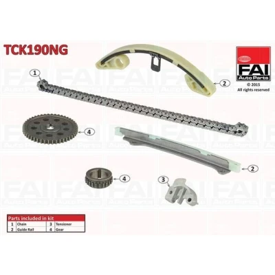 Bilde av FAI AutoParts TCK190NG Registerkjedesett uten tetning, med tannhjul simplex, Kjede m/lite støy