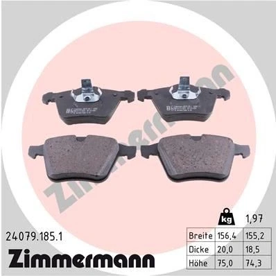 Bilde av ZIMMERMANN 24079.185.1 Bremseklosser klargjort for slitasjeindikator Bildet viser leveranseinnholdet JAGUAR: XF Sedan, Sportbrake, XJ Sedan