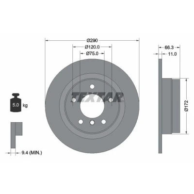 Bilde av TEXTAR PRO 92261003 Bremseskiver 290 11 05/06 120 fullt ut belagt uten hjulfestebolt, hjulnav BMW: 1 Hatchback, 2 Coupé