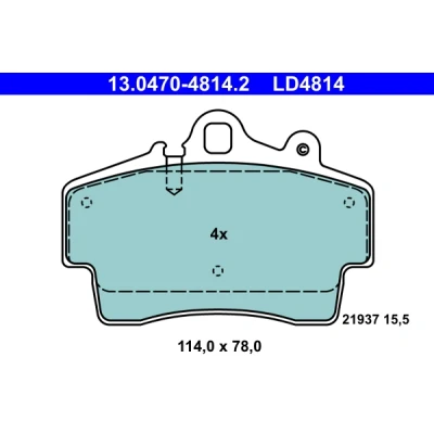 Bilde av ATE Ceramic 13.0470 4814.2 Bremseklosser klargjort for slitasjeindikator, ekskl. slitasjevarselkontakt PORSCHE: Cayman, Boxster