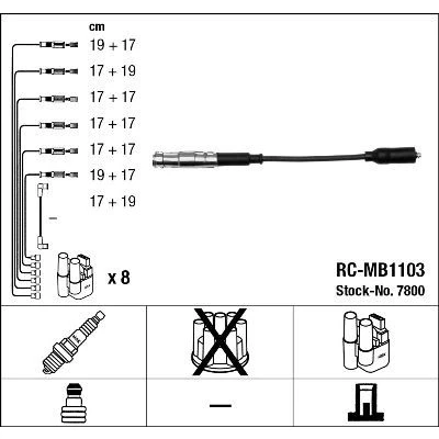 Bilde av NGK 7800 Pluggledninger 16 MERCEDES BENZ: SL Cabrio, C Klasse Sedan, S Sedan