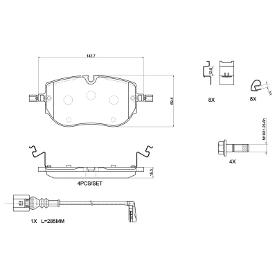 Bilde av BREMBO P 85 192 Bremseklosser inkl. slitasjevarselkontakt med bremsecaliperskruer, antihyle blikk tilbehør