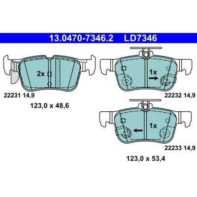 Bilde av Bremseklosser sett, Bakaksel, ford, 2018449, 2209329, 2211284, 2247444, 2367295, 2379248, 2454300, KTJ1GC 2M007 AA, KTJX61 AEB, KT