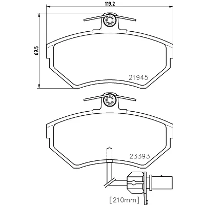 Bilde av HELLA 8DB 355 018 451 Bremseklosser med integrert slitasjevarselkontakt bremsecaliperskruer AUDI: A4 B7 Avant, B6 B5 Avant