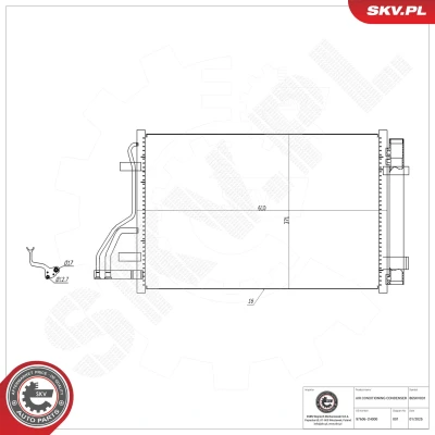 Bilde av Kondensator, klimaanlegg Esen skv 86SKV031 hyundai, kia OE 976061H000, 976062H000, 976062H010