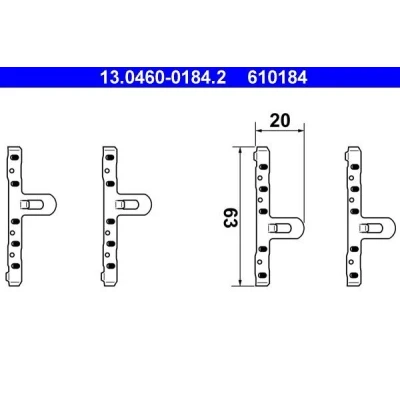 Bilde av ATE 13.0460 0184.2 Tibehørsett, skivebremse belegg VOLKSWAGEN: GOLF 2, Polo II Hatchback