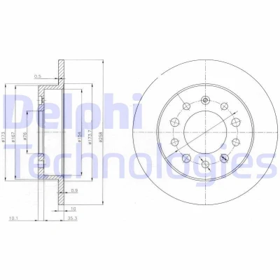Bilde av DELPHI BG3862 Bremseskiver 258 10 5 fullt ut oljet ubehandlet uten hjullager, ABS sensorring HYUNDAI: Coupe II