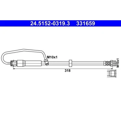 Bilde av ATE 24.5152 0319.3 Bremseslange 318 M10x1