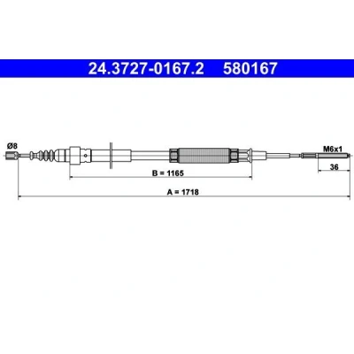 Bilde av ATE 24.3727 0167.2 Bremsekabel 1718 VOLKSWAGEN: Passat B3/B4 Stasjonsvogn