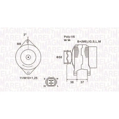 Bilde av MAGNETI MARELLI 063731889010 Dynamo 14V 90A TOYOTA: Yaris II Hatchback