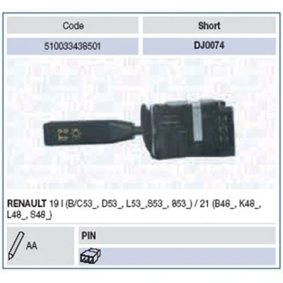 Bilde av MAGNETI MARELLI 510033438501 Bryter Rattstamme