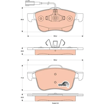Bilde av TRW COTEC GDB1880 Bremseklosser inkl. slitasjevarselkontakt ALFA ROMEO: Giulietta Hatchback