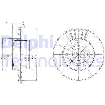 Bilde av DELPHI BG3519 Bremseskiver 235 18 4 ventilert oljet ubehandlet uten hjullager, ABS sensorring TOYOTA: Yaris I Hatchback, Verso