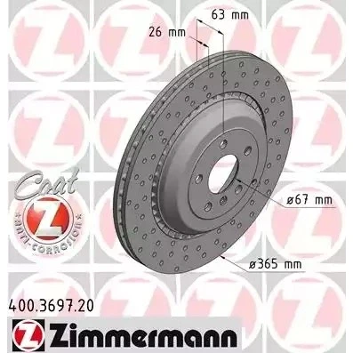 Bilde av ZIMMERMANN COAT Z 400.3697.20 Bremseskiver 365 26 6/5 5 112 innvendig ventilert, nedsenket belagt høy karbon MERCEDES BENZ: ML Klasse, R Klasse