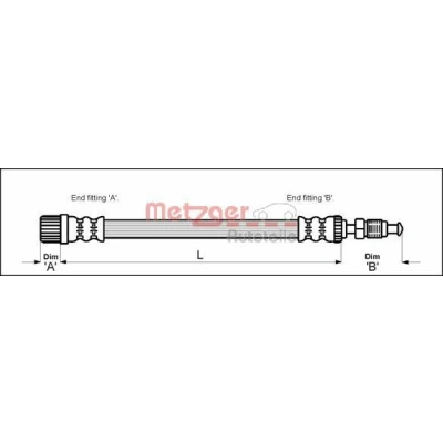 Bilde av METZGER 4113258 Bremseslange 470 M10 x 1