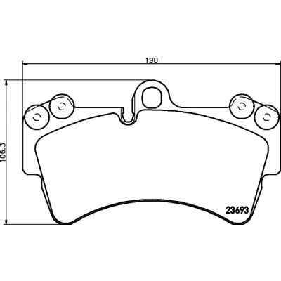 Bilde av HELLA 8DB 355 018 691 Bremseklosser klargjort for slitasjeindikator med balansevekter AUDI: Q7, PORSCHE: Cayenne, VOLKSWAGEN: Touareg I