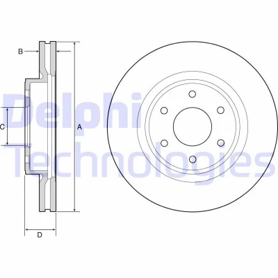 Bilde av DELPHI BG4941 Bremseskiver 296 28 6 ventilert oljet ubehandlet uten hjullager, ABS sensorring NISSAN: NP300 Navara Pick up
