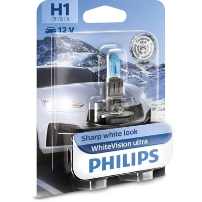 Bilde av Halogenlampe PHILIPS WhiteVision ultra H1 P14,5s, passer mange bilmodeller, 000000 000268, 000375, 030005050011, 07 11 9 978 390,
