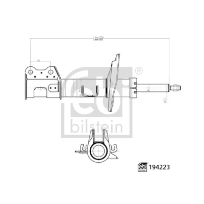 Bilde av FEBI BILSTEIN 194223 Støtdemper framaksel venstre gasstrykk 534mm 355mm torørs fjærbein øvre stift, nedre klemme FIAT: Doblo II Stasjonsvogn