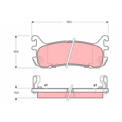 Bilde av TRW GDB3129 Bremseklosser med akustisk slitasjevarsel MAZDA: MX 5 I, 2