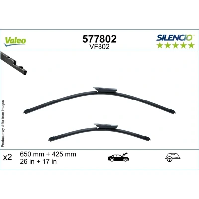 Bilde av Vindusvisker Valeo 577802 650, 425mm foran Flatt viskeblad med spoiler for venstreratt