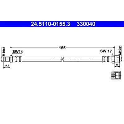 Bilde av ATE 24.5110 0155.3 Bremseslange 155 M10x1