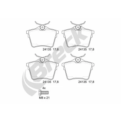 Bilde av BRECK 24135 00 704 Bremseklosser ikke klargjort for slitasjeindikator CITROËN: C5 III Stasjonsvogn, 3, PEUGEOT: 407 SW, Sedan, 607 Sedan