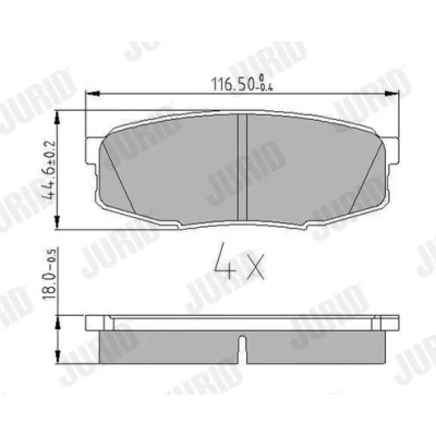 Bilde av JURID 572597J Bremseklosser ikke klargjort for slitasjeindikator uten tilbehør TOYOTA: Land Cruiser 200, Tundra II Pick up