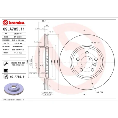 Bilde av BREMBO Bremseskive COATED DISC LINE 30mm 5 innvendig ventilert belagt høy karbon 09.A785.11 34116793125 Bremseskiver, Skivebremser