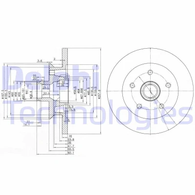 Bilde av DELPHI BG2468 Bremseskiver 258 16 5 fullt ut oljet ubehandlet uten hjullager, ABS sensorring VOLKSWAGEN: TRANSPORTER 3 Bus,