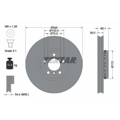 Bilde av TEXTAR PRO+ 92253825 Bremseskiver BMW: 5 Touring, Sedan, 7