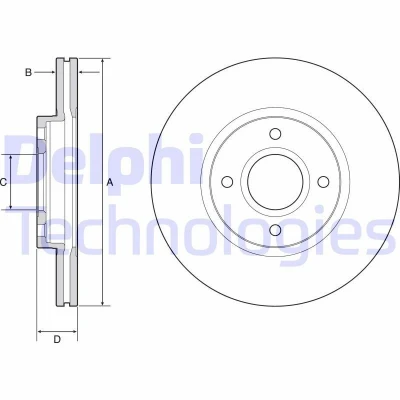 Bilde av DELPHI BG4569C Bremseskiver 278 23 4 ventilert belagt ubehandlet uten hjullager, ABS sensorring FORD: FIESTA 6, Transit Courier Van, 7