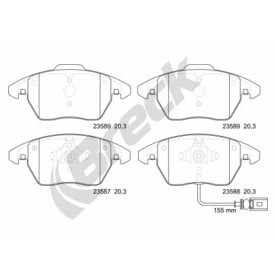 Bilde av BRECK 23587 00 701 10 Bremseklosser inkl. slitasjevarselkontakt, med integrert slitasjesensor tilbehør VOLKSWAGEN: Caddy 3, Passat B6 Variant