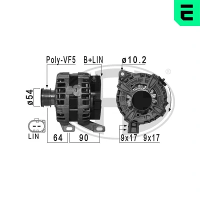 Bilde av ERA 209032A Dynamo 14V 180A VOLVO: V70 3, XC60 I, XC70 II Stasjonsvogn
