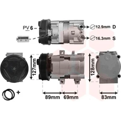 Bilde av VAN WEZEL *** IR PLUS 1800K322 Kompressor 12 PAG 46 R 134a med tilbehør FORD: MONDEO 3 Kombi