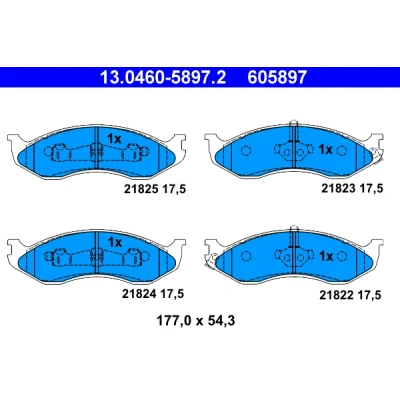 Bilde av ATE 13.0460 5897.2 Bremseklosser med akustisk slitasjevarsel JEEP: Cherokee II, WRANGLER 2