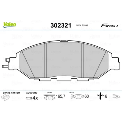 Bilde av VALEO 302321 Bremseklosser framaksel inkl. slitasjevarselkontakt med antihyle blikk NISSAN: SUNNY 2 Hatchback