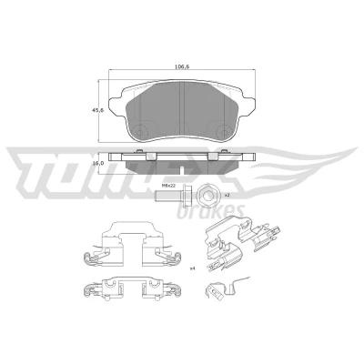 Bilde av TOMEX brakes TX 18 66 Bremseklosser bakaksel ikke klargjort for slitasjeindikator med bremsecaliperskruer tilbehør RENAULT: Talisman Sedan